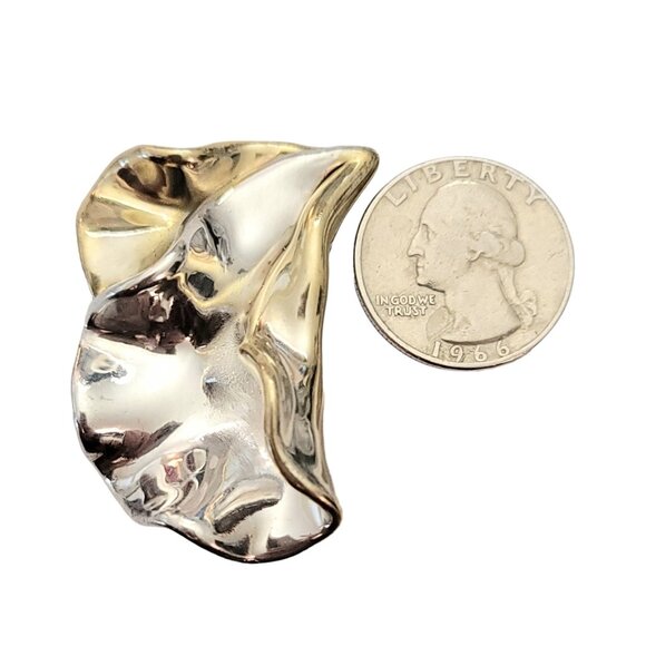 David Varsano Modernist Sterling Silver Large Wavy Brutalist Clip Earrings,E963 - Picture 10 of 13